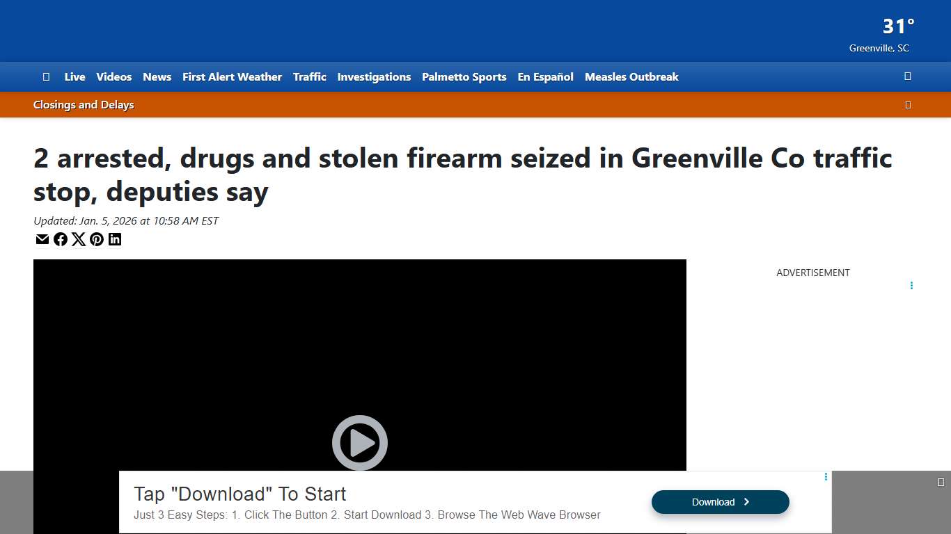 2 arrested, drugs and stolen firearm seized in Greenville Co traffic stop, deputies say