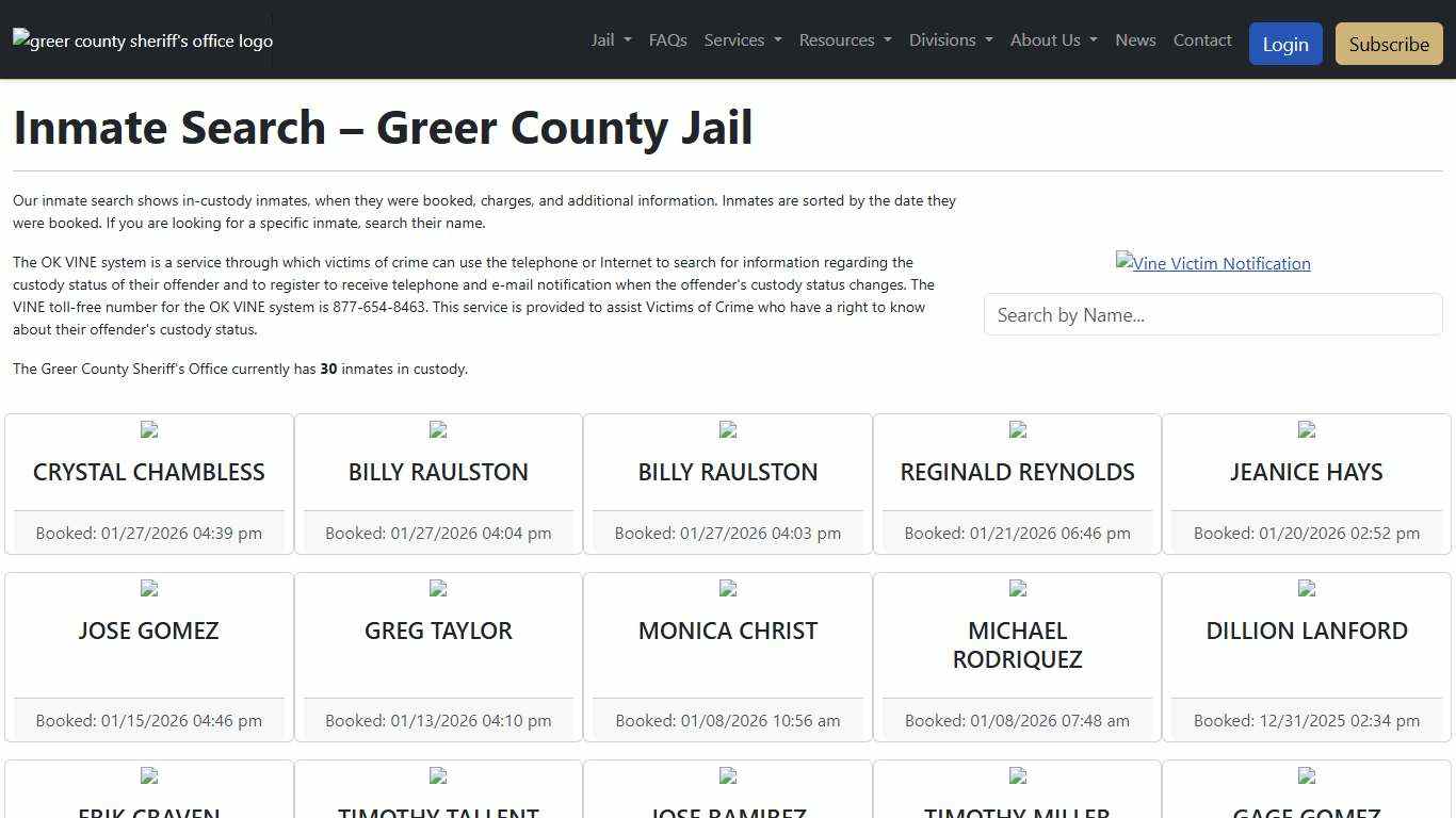 Inmate Search Greer County Sheriff's Office